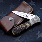 Scrimshaw Folding Knife // Indian Chief