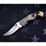 Scrimshaw Folding Knife // Wolf Paw