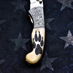 Scrimshaw Folding Knife // Wolf Paw