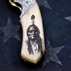 Scrimshaw Folding Knife // Indian Chief II