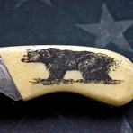 Scrimshaw Folding Knife // Black Bear