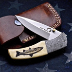 Scrimshaw Folding Knife // Rainbow Trout