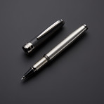 Satin 925 Solid Silver Rollerball Pen // Black Gold Plated Fittings (Black Ink)