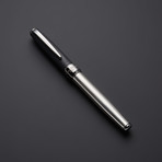 Satin 925 Solid Silver Rollerball Pen // Black Gold Plated Fittings (Black Ink)