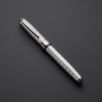 Chessboard 925 Solid Silver Rollerball Pen // Black Gold + Silver Plated Fittings (Black Ink)