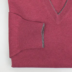 Brunello Cucinelli // Cashmere Knit V-Neck Sweater // Wine Red (Euro: 44)