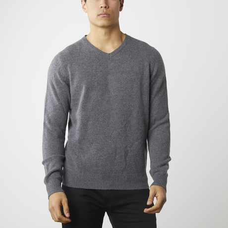 Cashmere V-Neck Sweater // Dark Gray (XS)