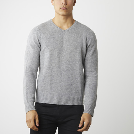 Cashmere V-Neck Sweater // Light Gray (XS)
