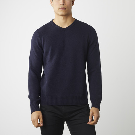 Cashmere V-Neck Sweater // Navy (XS)