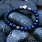 Lapis Bead + Steel Bracelet // Blue (7.5"L)