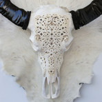 Hand Carved Buffalo Skull // Swirls 2