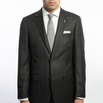 2BSV Wide Notch Lapel Suit // Green Windowpane (36S)