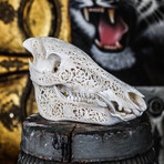 Hand Carved Boar Skull // Flower