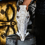 Hand Carved Boar Skull // Flower