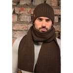 Bart Wool Hat + Ribbed Scarf Set // Brown