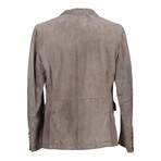 Gandalf Suede Leather Puffer Coat Jacket // Gray (M)