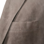 Gandalf Suede Leather Puffer Coat Jacket // Gray (XS)
