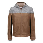 Gimli Fur Lining Leather Jacket W/ Hood // Brown (M)
