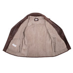 Zedd Fur Lined Leather Moto Vest // Brown (L)