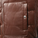 Kaskade Leather Two Tone Puffer Vest // Brown (L)