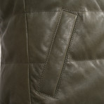 Sauron Leather Reversible Puffer Vest // Green + Blue (L)