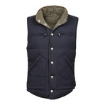 Sauron Leather Reversible Puffer Vest // Green + Blue (XS)