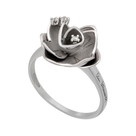 Anna Maria Cammilli Ninfea 18k White Gold Diamond Ring // Ring Size: 6.5