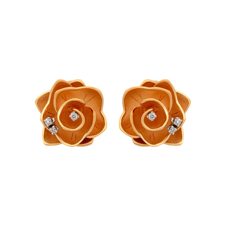 Anna Maria Cammilli Ninfea 18k Rose Gold Diamond Earrings