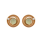 Anna Maria Cammilli Dune Circle 18k Rose Gold Diamond + Prehnite Earrings