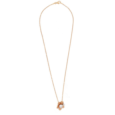 Annamaria Cammilli Rugiada 18k Rose Gold Diamond + Fresh Water Pearl Pendant // Chain: 16"