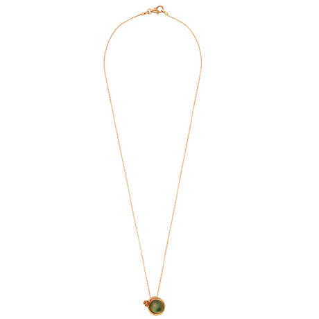 Anna Maria Cammilli Spiritfiore 18k Rose Gold Diamond + Prehnite Pendant // Chain: 16"