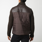 Quilted Front With Knit Sleeves // Brown (L)