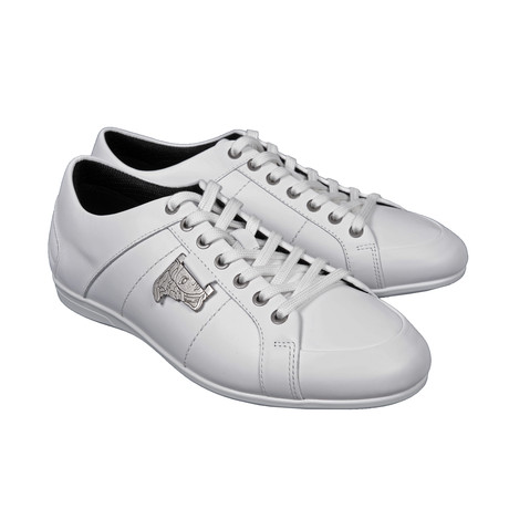 Leather Metal Logo Lace-Up Sneaker // White (Euro: 43)