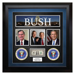 Signed + Framed Currency Collage // George H.W + George W. Bush