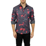 James Long-Sleeve Button-Up Shirt // Black (L)