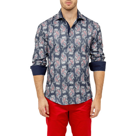 James Long-Sleeve Button-Up Shirt // Navy (XS)