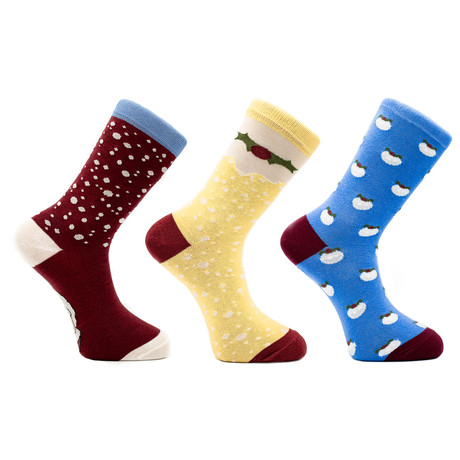 Jolly Mistletoe Holiday Socks // Set of 3 Pairs (Size 8-12)