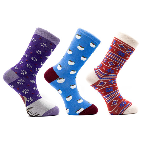 Rudolph Holiday Socks // Set of 3 Pairs (Size 8-12)