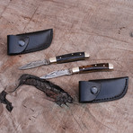 Damascus Mini Trapper Knife Set // 2 Piece Set