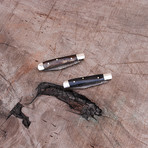 Damascus Mini Trapper Knife Set // 2 Piece Set