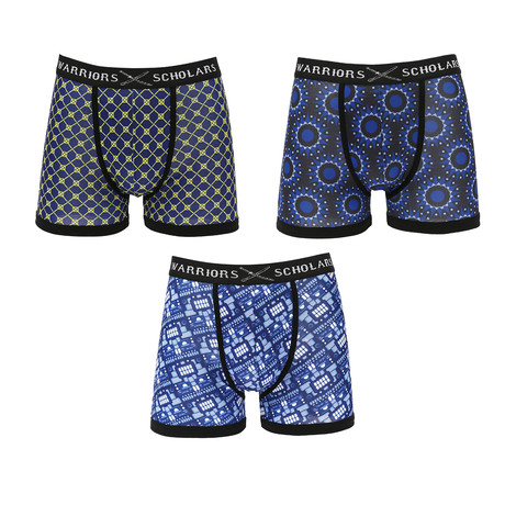 Jack Moisture Wicking Boxer Briefs // Blue + Yellow + Black // Pack of 3 (XS)