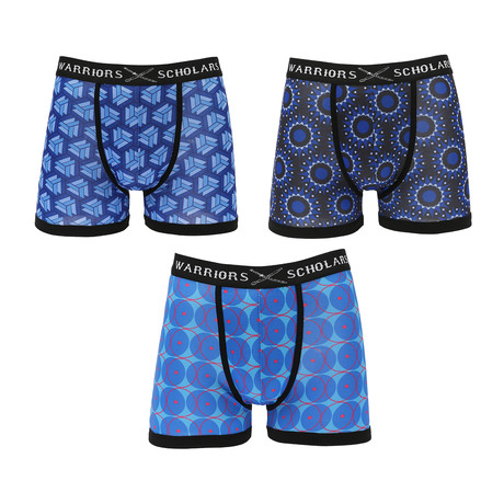Riley Moisture Wicking Boxer Briefs // Blue + Black // Pack of 3 (S)