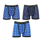 Riley Moisture Wicking Boxer Briefs // Blue + Black // Pack of 3 (M)