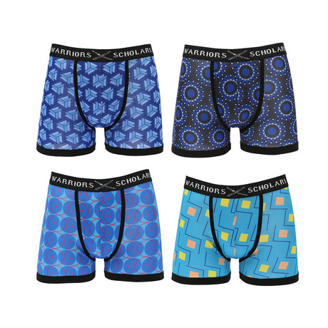 Penelope Moisture Wicking Boxer Briefs // Blue + Black + Turquoise // Pack of 4 (S)