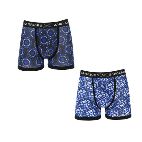 Clint Moisture Wicking Boxer Briefs // Blue + Black // Pack of 2 (S)