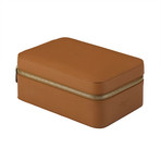 Hyde Park 4 Watch Zip Case (Tan Leather)
