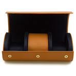Hyde Park Double Watch Roll (Tan Leather)