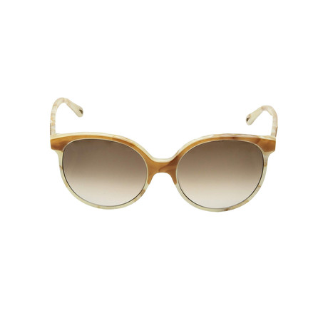 Chloe // Classic Round Sunglasses // Amber White Marble + Brown