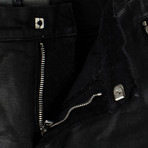 Balmain Paris // Waxed Cotton Denim Skinny Jeans Pants // Black (28WX32L)