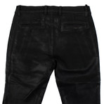 Balmain Paris // Waxed Cotton Denim Skinny Jeans Pants // Black (31WX32L)